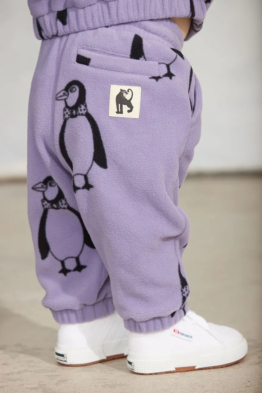 Mini Rodini nohavice jogger detské flísové Penguin
