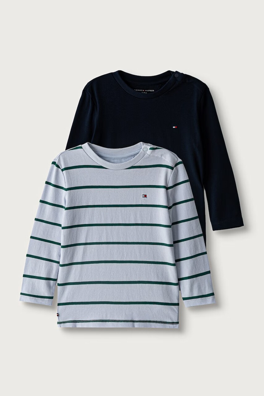 Tommy Hilfiger tričko s dlhým rukávom dojčenské bavlnené s elastanom 2-pak