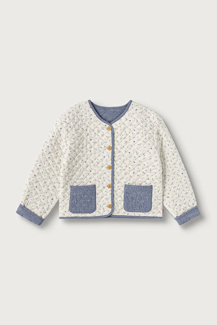 Levi's krátka bunda detská s bavlnou FLORAL AOP JACKET W DENIM