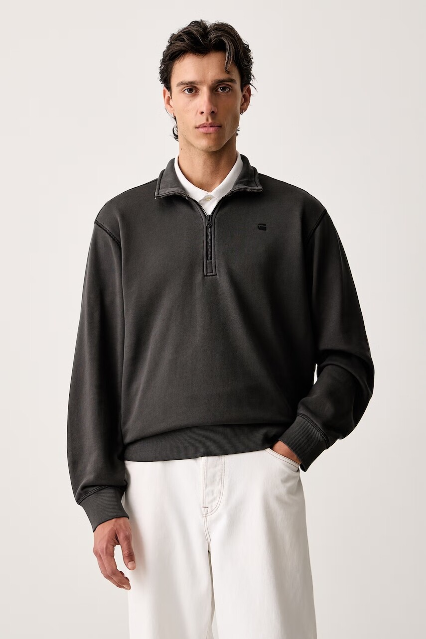 G-Star mikina pánska bavlnená Unit washed half zip