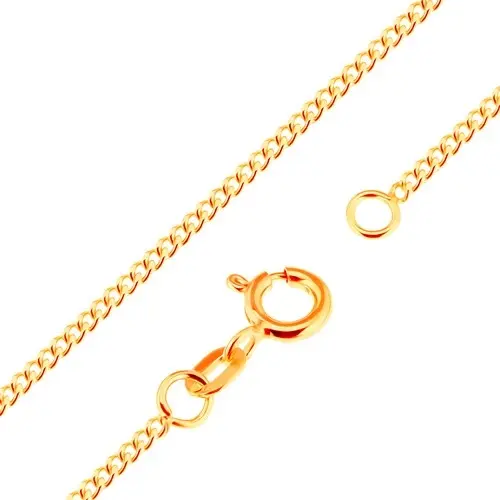 9K zlatá retiazka unisex Curb, 1,5 mm, 500 mm