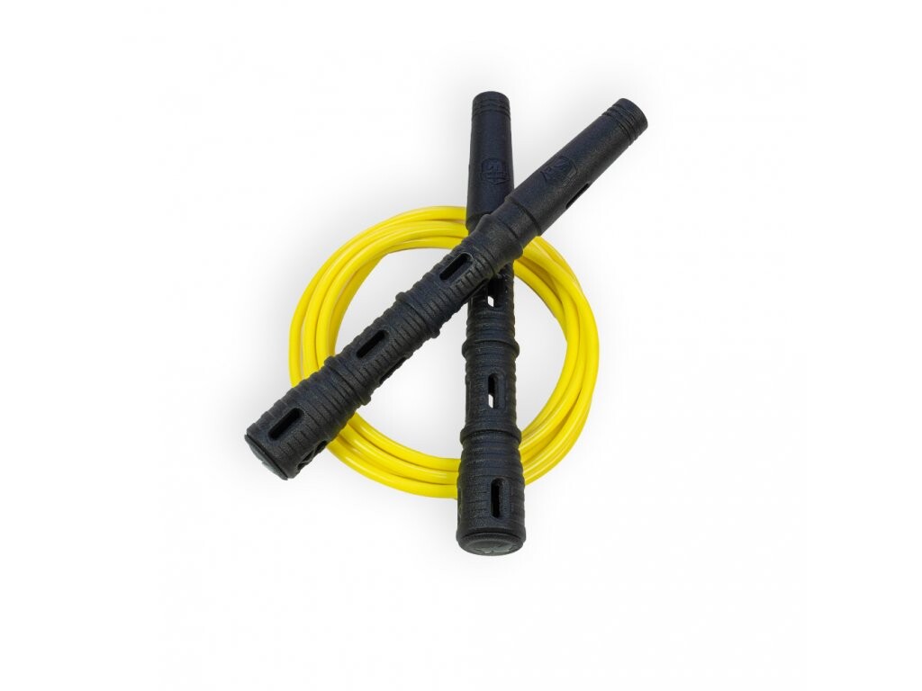 Katana Rope Basic s PVC lankom Vyber farbu rukovätí:: Čierne, Vyber priemer lanka:: 4 mm – ľahšie a rýchlejšie (odporúčané pre ženy a deti), Farba lanka: Žltá