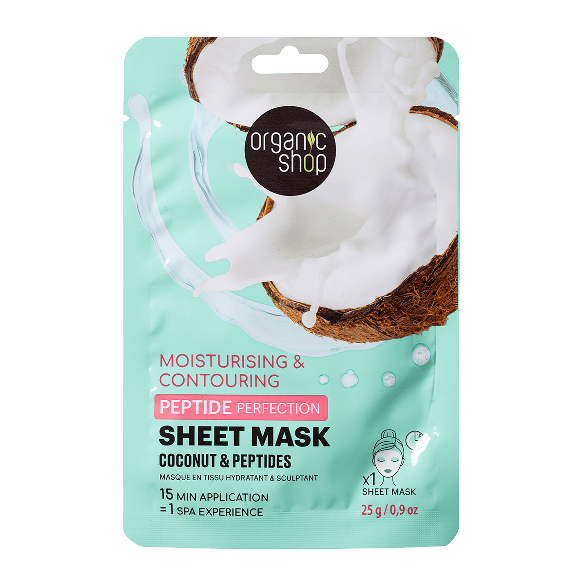 ORGANIC SHOP Plátenná maska Peptide Perfection s Kokosom a Peptidmi 25 g