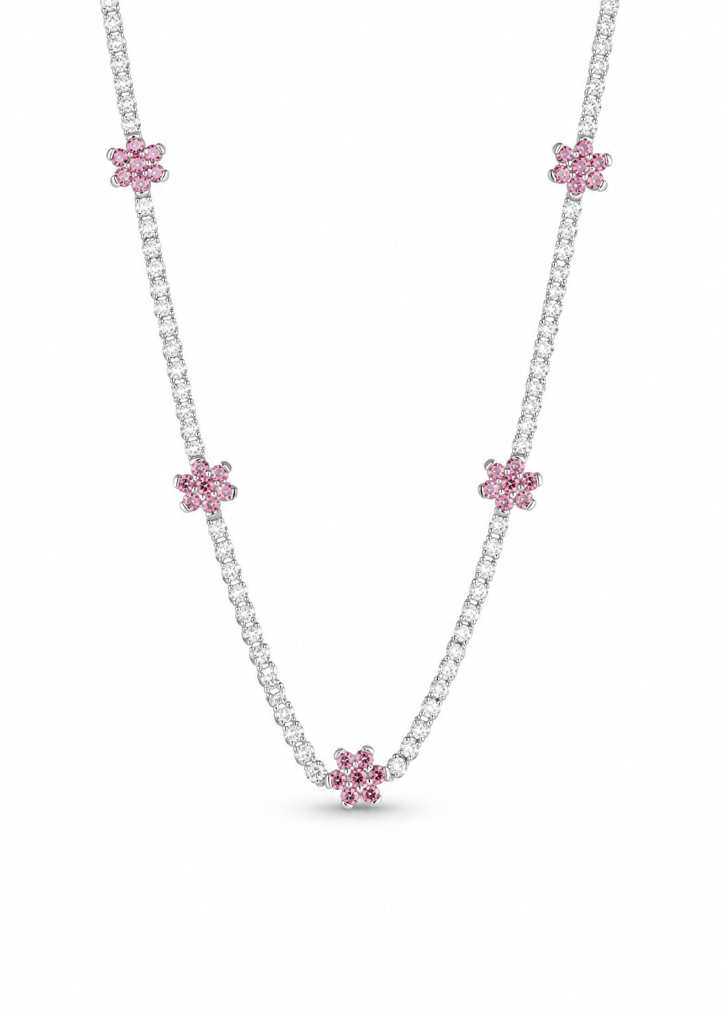 Pandora Tenisový náhrdelník Ružové kvety Timeless 394561C01-40