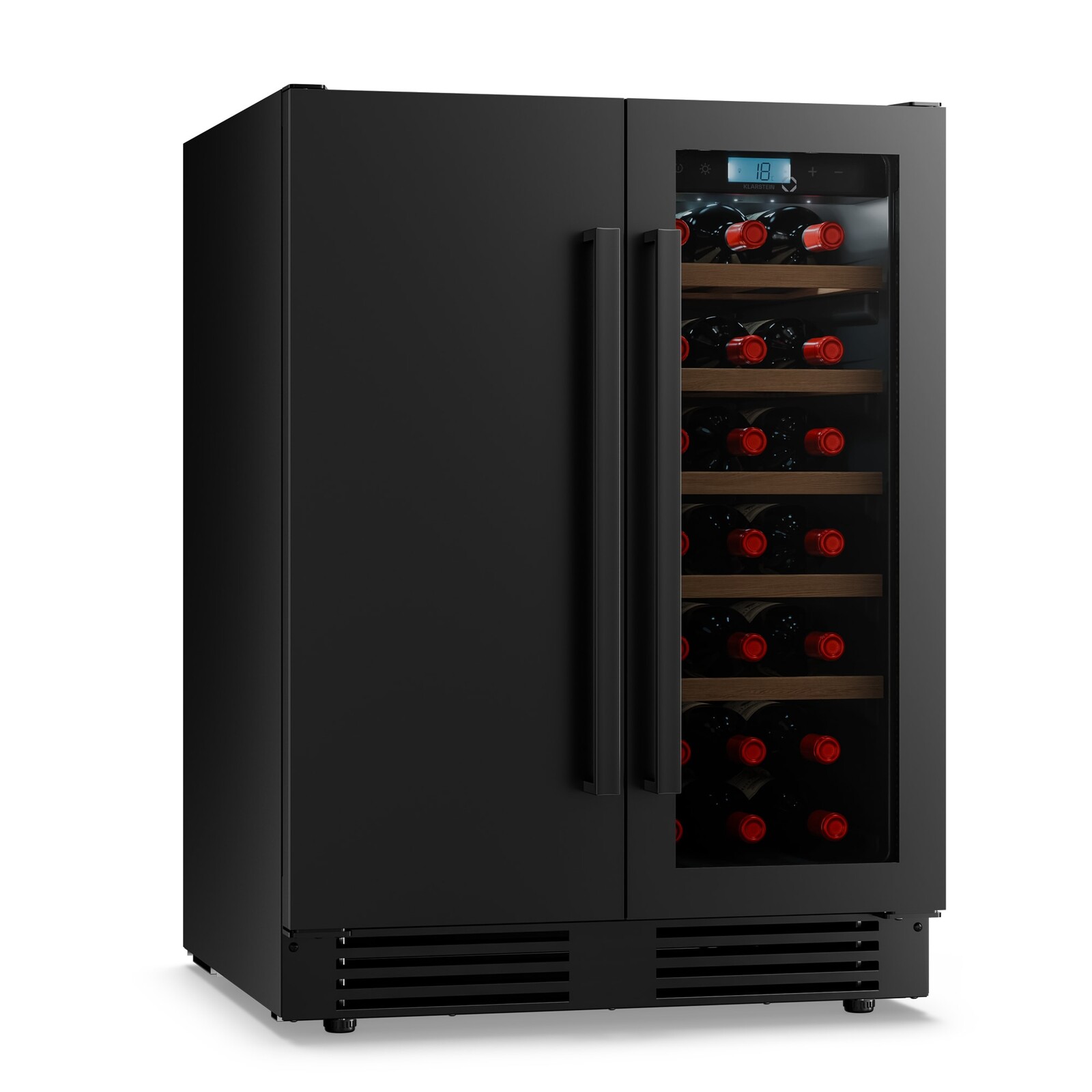 Klarstein Velaire vstavaná dvojzónová vinotéka | 126 l | 122 fliaš | UV ochrana | 60 cm