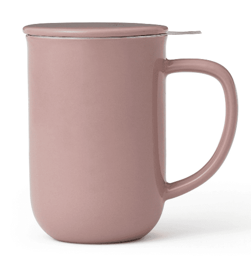 Hrnček s infuzérom na čaj MINIMA 500 ml, s vrchnákom, ružová, porcelán, Viva Scandinavia
