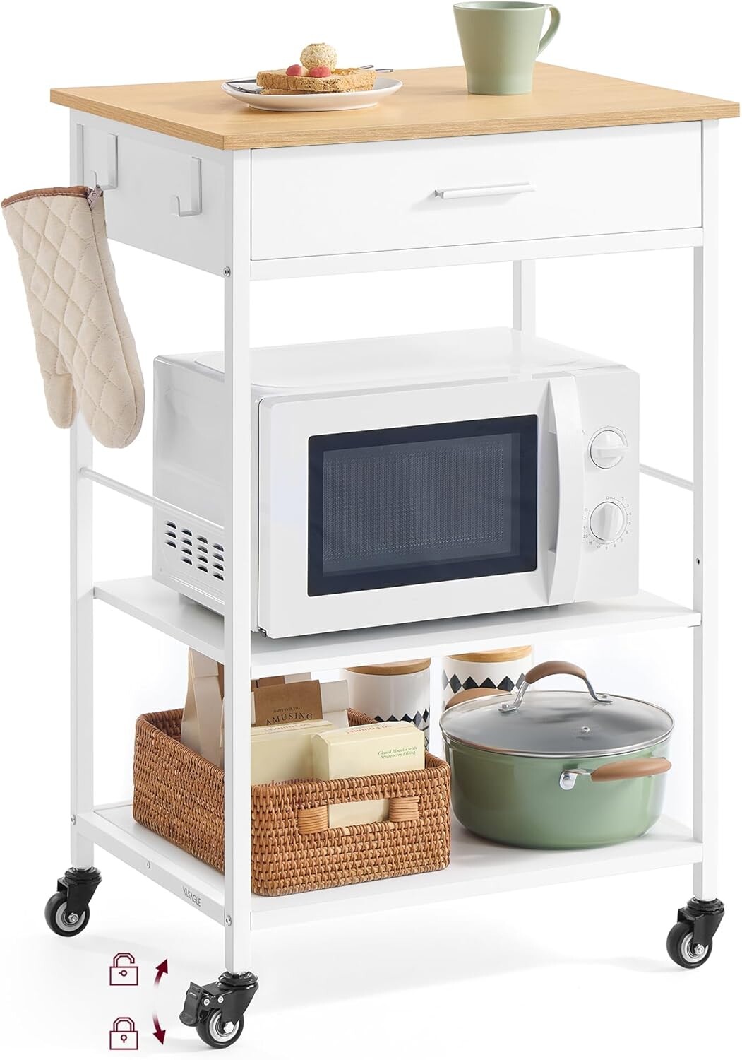 Kuchyňský pojízdný regál Vasagle Moni 60 cm bílý/hnědý