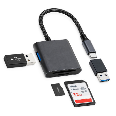 MG HUB adaptér USB-C / USB / čítačka SD kariet, čierny