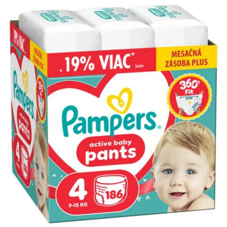 PAMPERS Active baby pants 4  9-15 kg 186 ks