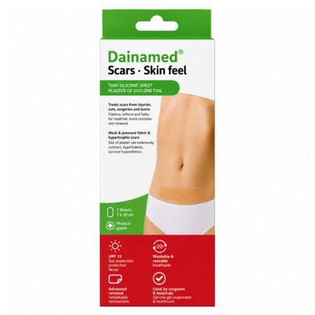 DAINAMED SCARS Skin feel tenká silikónová náplasť na jazvy 4x30 cm 1 x 5 ks