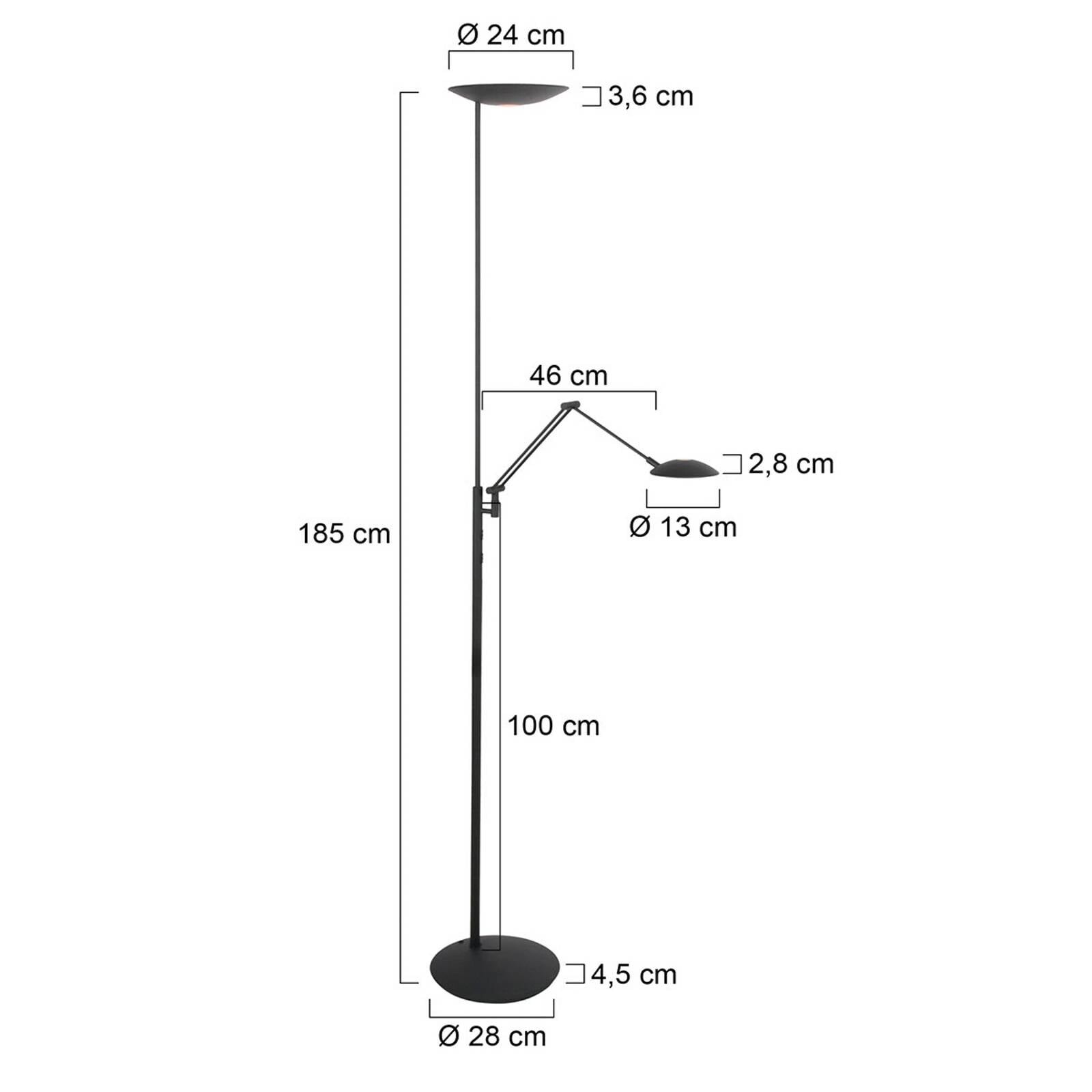 LED stojacia lampa osvetľujúca strop Daphne 2 + – čierna lampa na citanie, CCT,