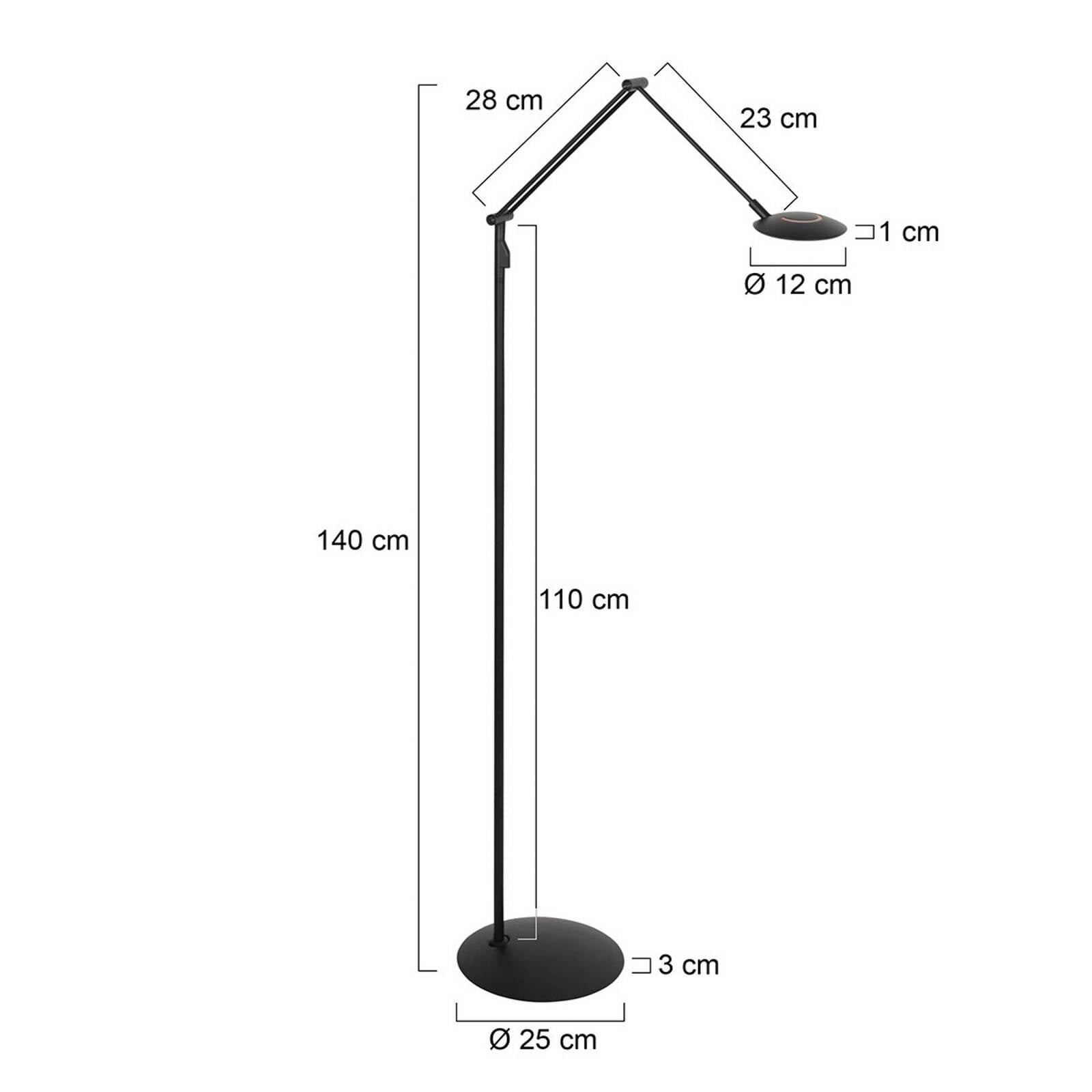 LED stojacia lampa Zenith2, 1-pl. žiarovka, čierna, CCT, diaľkové ovládanie