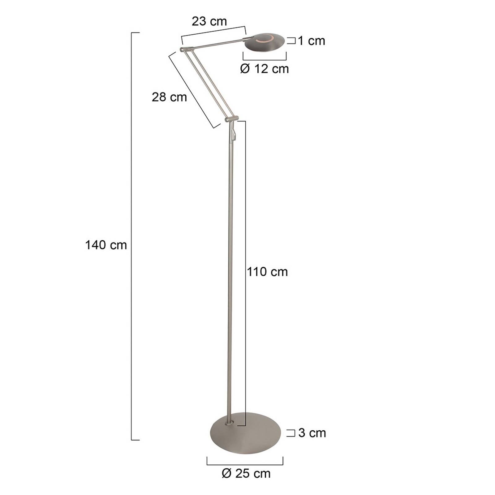 LED stojacia lampa Zenith2, 1-pl. žiarovka, oceľ, CCT, diaľkové ovládanie