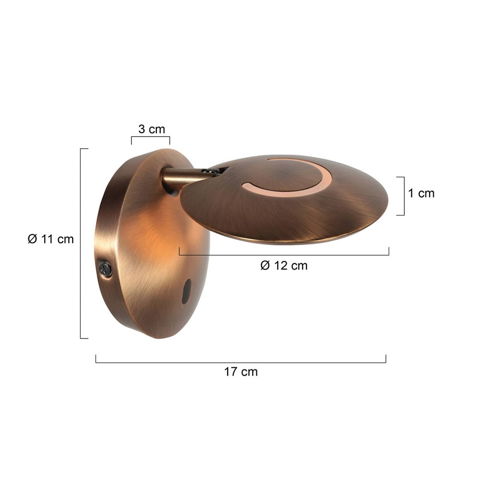 LED nástenné svetlo Zenith 2, bronzová, CCT, kov, zástrčka