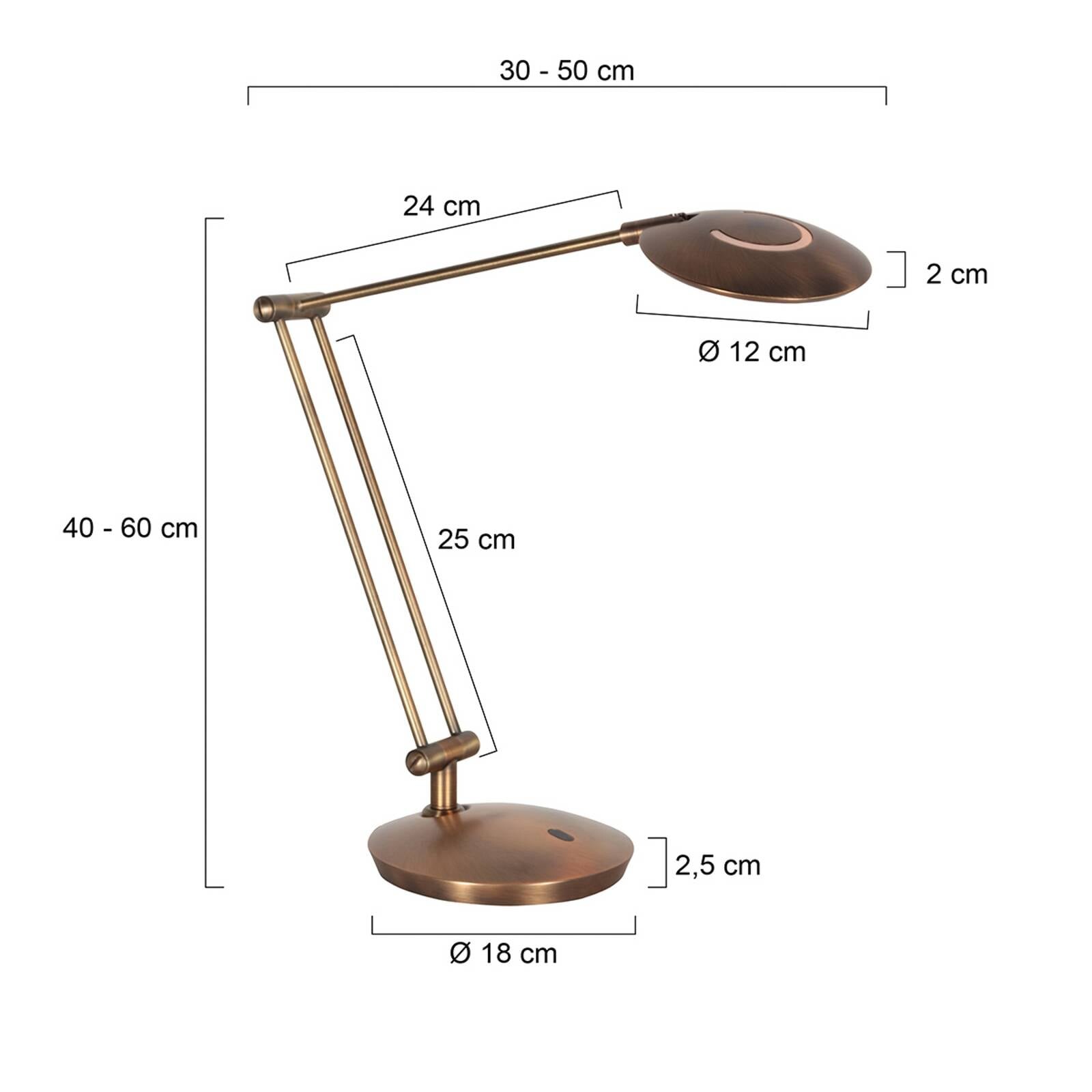 LED stolná lampa Zenith 2, bronzová, CCT, diaľkové ovládanie