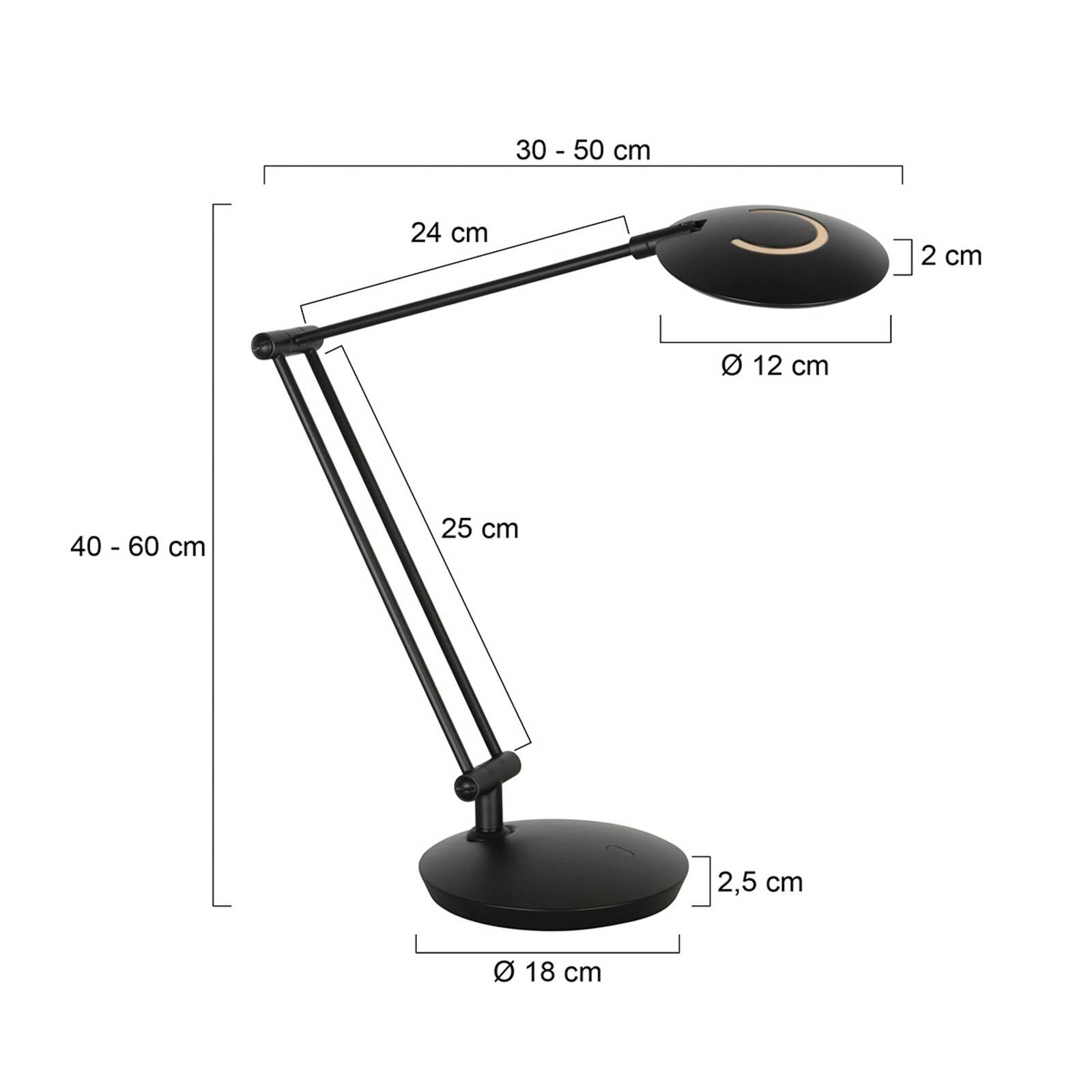 LED stolná lampa Zenith 2, čierna, CCT, diaľkové ovládanie
