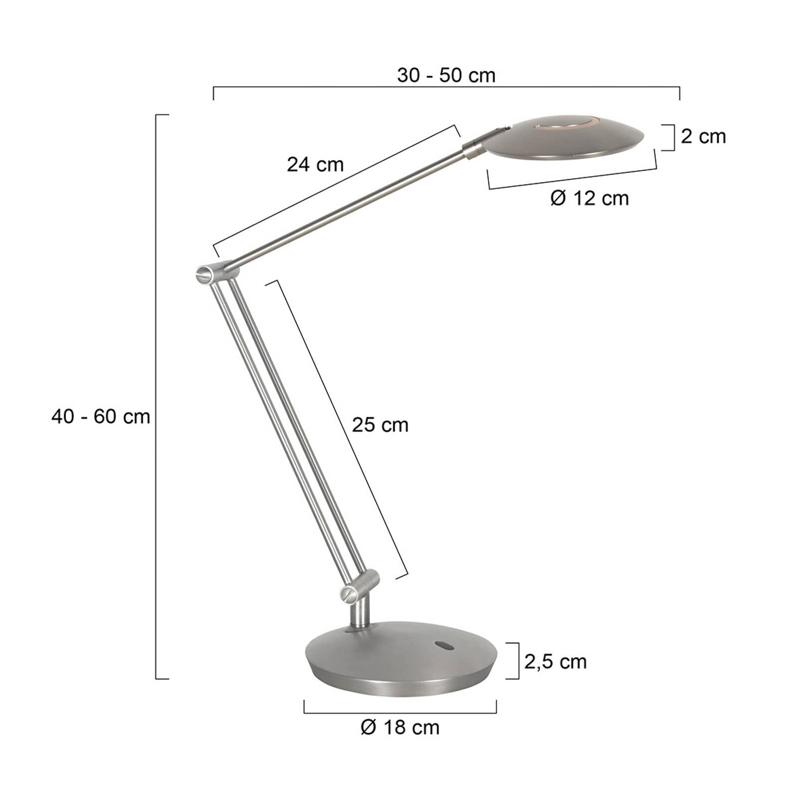 LED stolná lampa Zenith 2, oceľ, CCT, diaľkové ovládanie