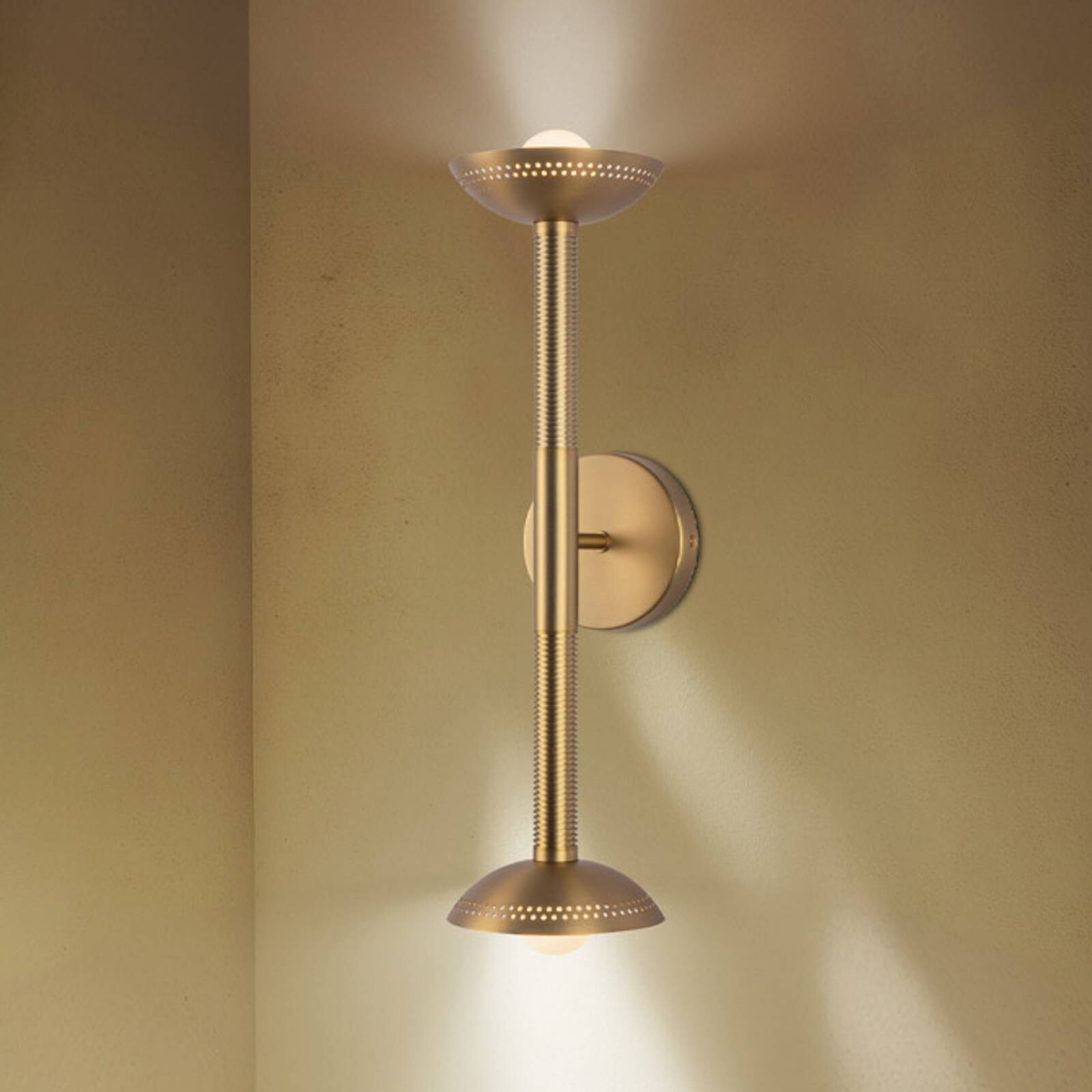 LED nástenné svetlo Arden, zlatá, výška 57 cm, 2-pl. kovové, stmievateľné