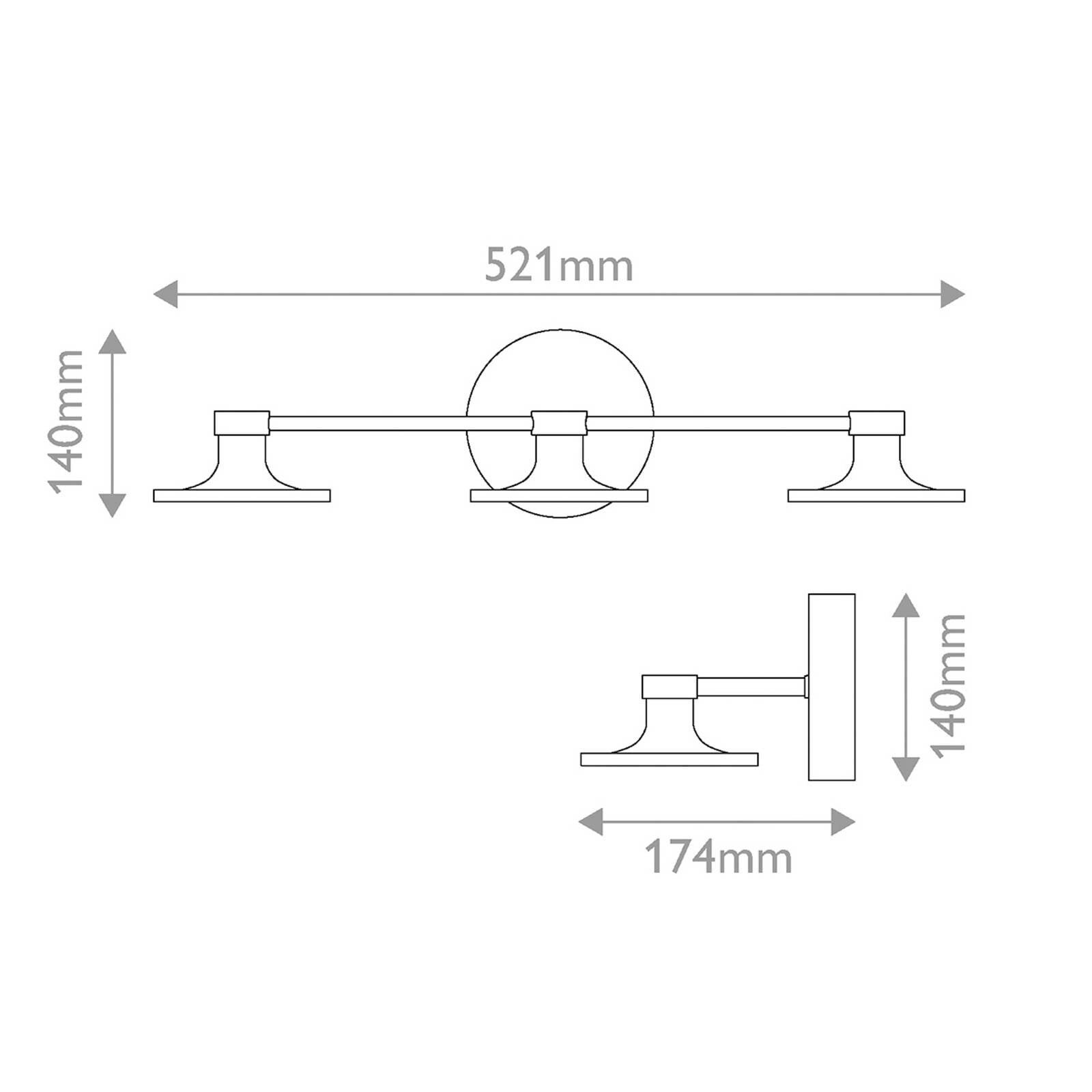 LED nástenné svetlo Issa, zlatá farba, 52 cm, 3-pl., kovové, IP44