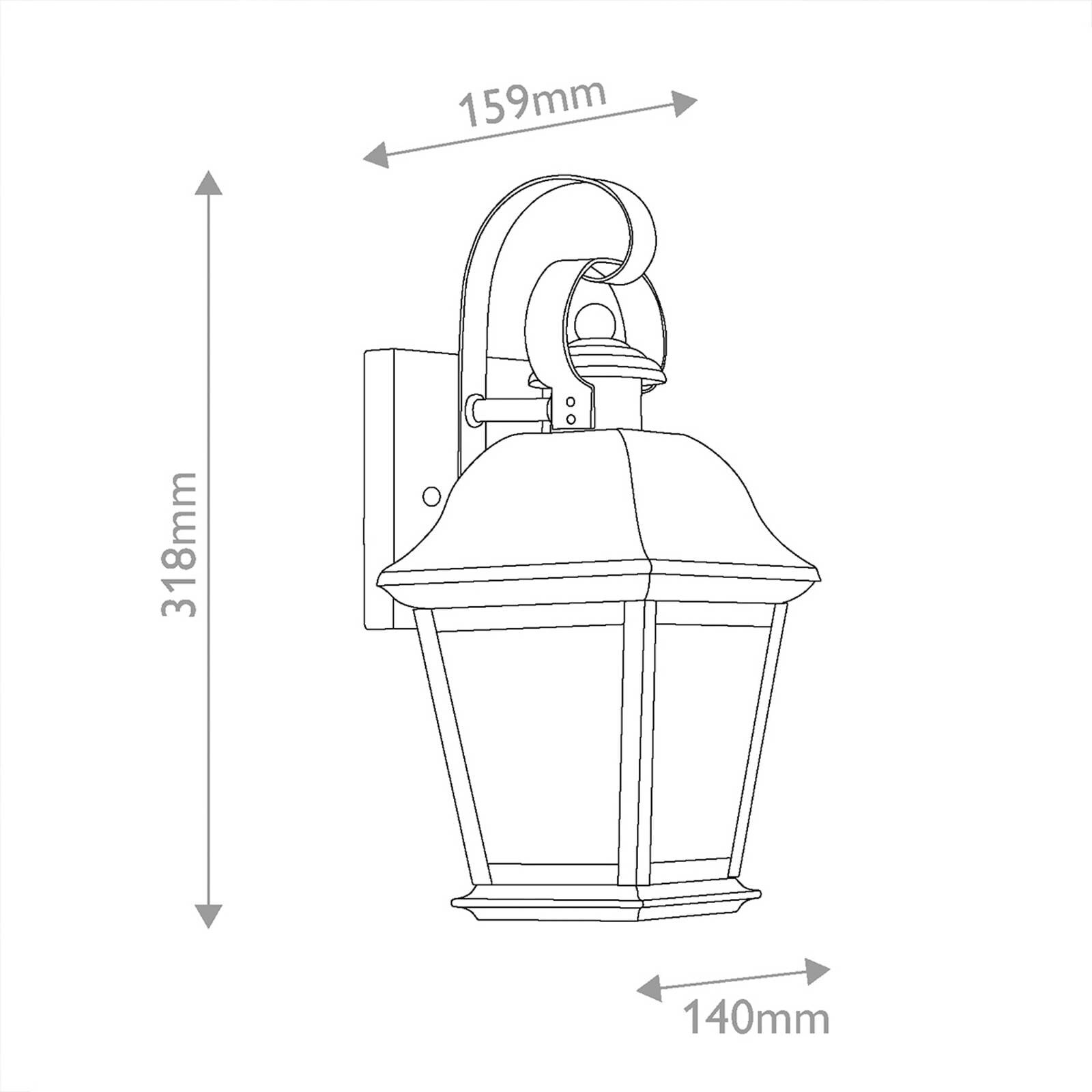 Vonkajšie nástenné svietidlo Mount Vernon, čierna, výška 32 cm, kov, IP44