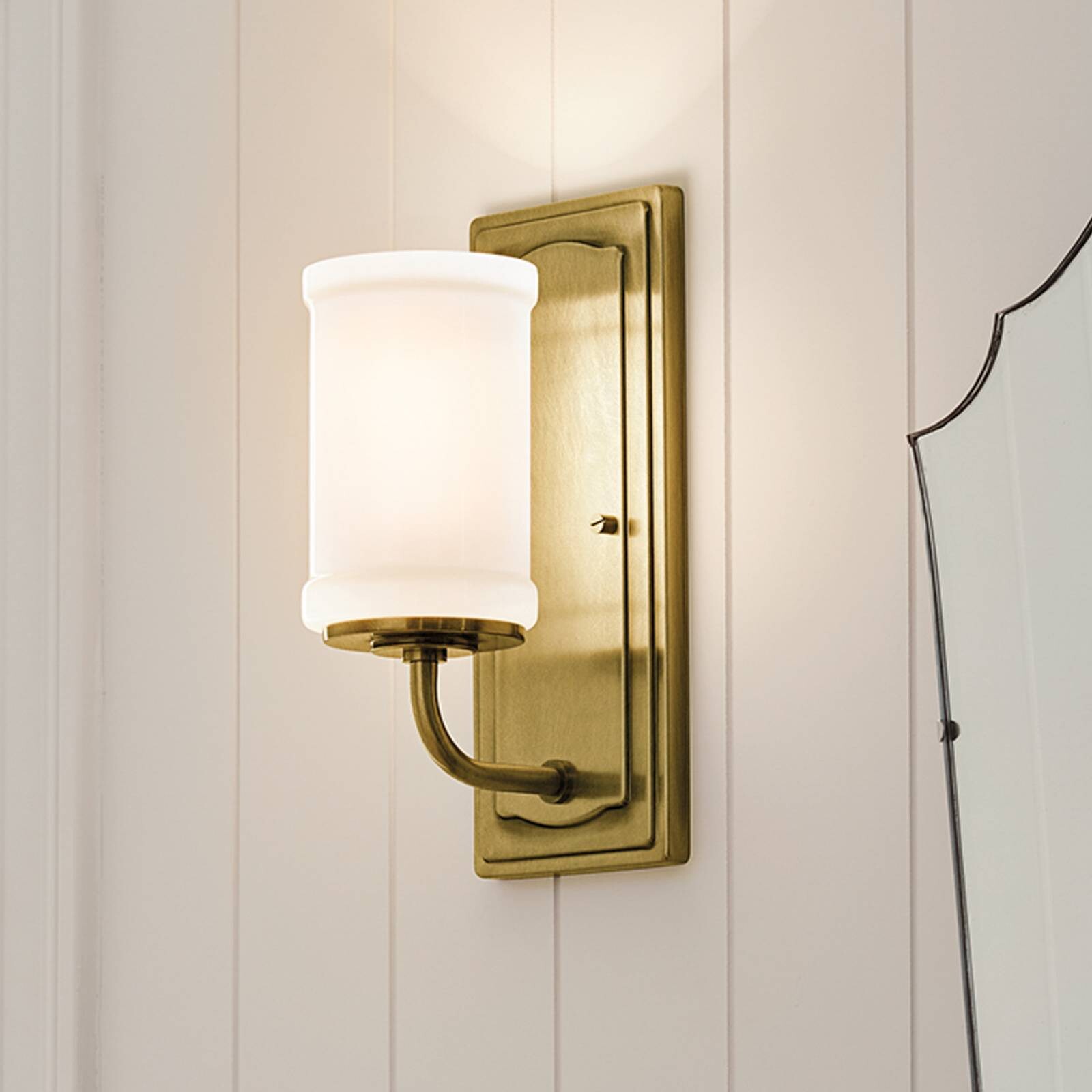 Nástenné svetlo Vetivene, mosadz, výška 31 cm, kov, IP44, G9-LED