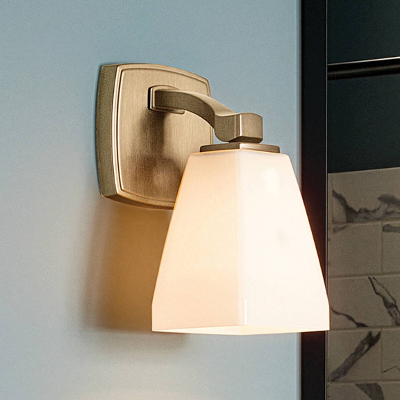Nástenné svetlo Marant, svetlo-bronzová/opálová, výška 24 cm, IP44, G9-LED