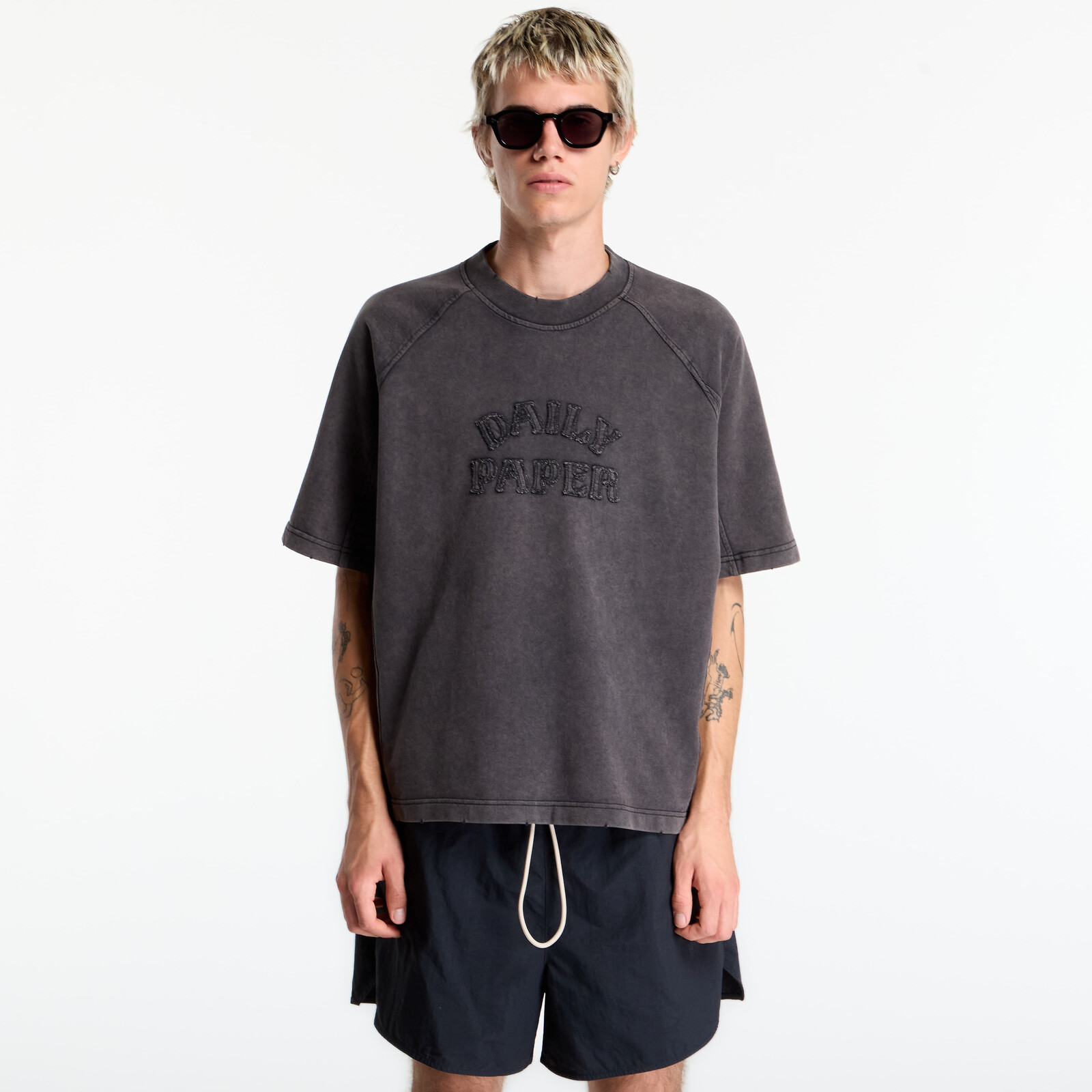 Tričko Daily Paper Raglan Stacked Dias Washed Jersey T Shirt Washed Black L