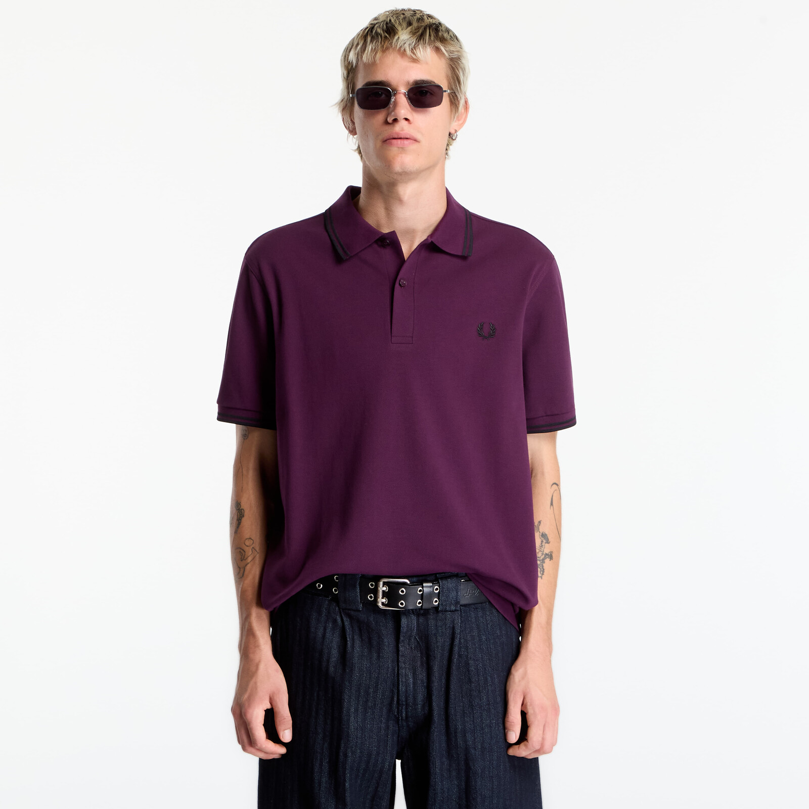Tričko FRED PERRY Twin Tipped Fred Perry Shirt Plum/Black S