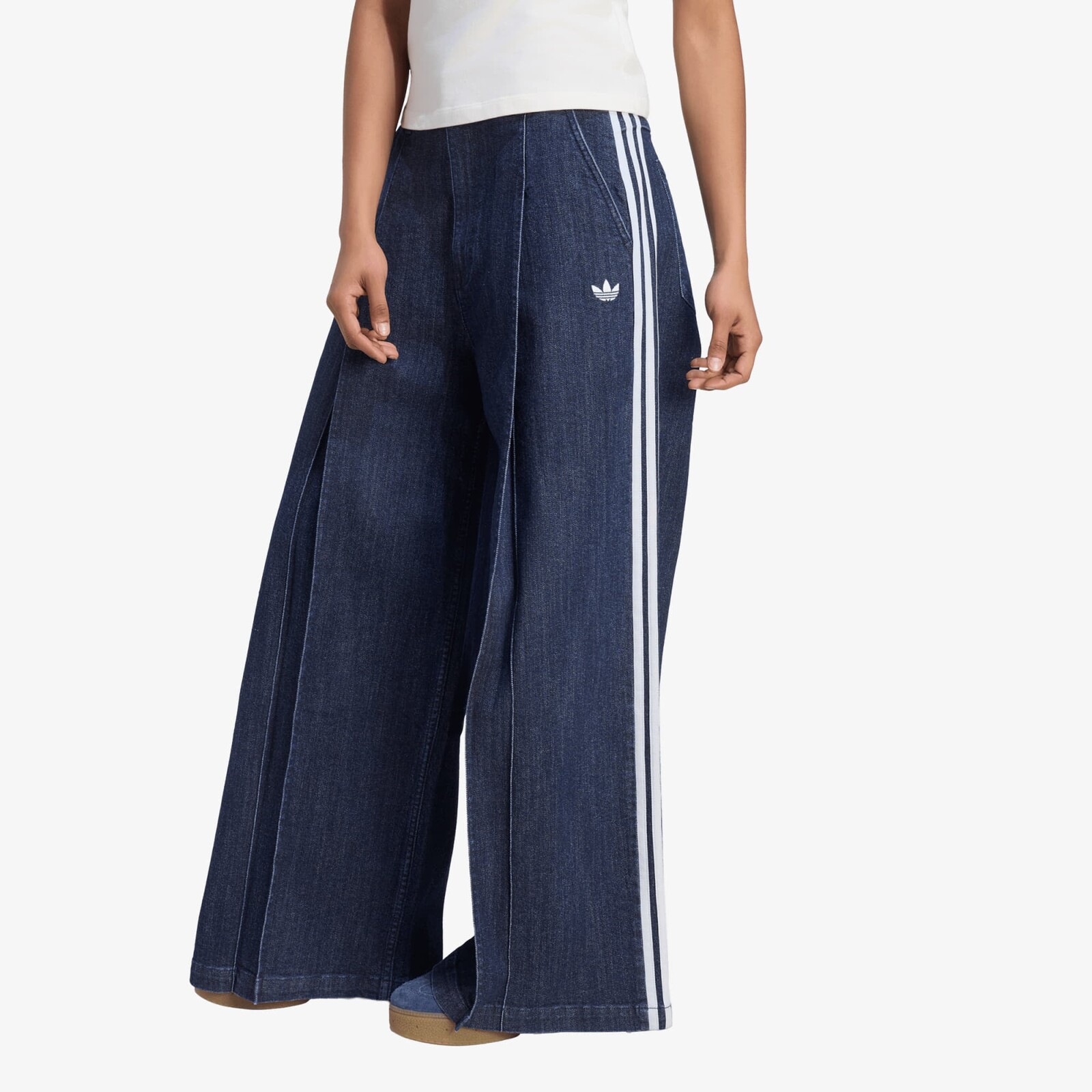 Kalhoty adidas Denim Pleats Wide Leg Indigo Denim 29/32