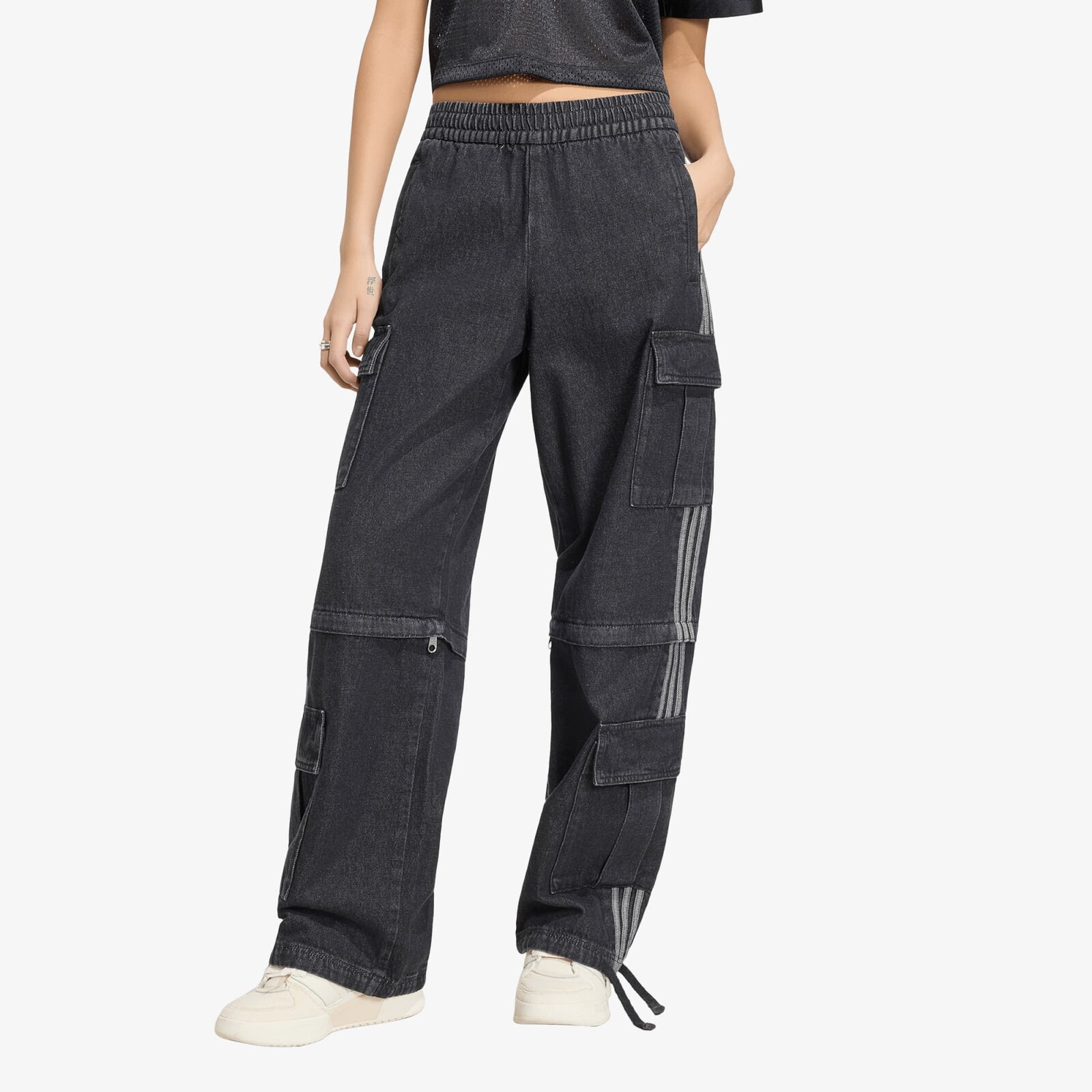 Džínsy adidas Mid Rise 2-IN-1 Denim Pant True Black Denim S