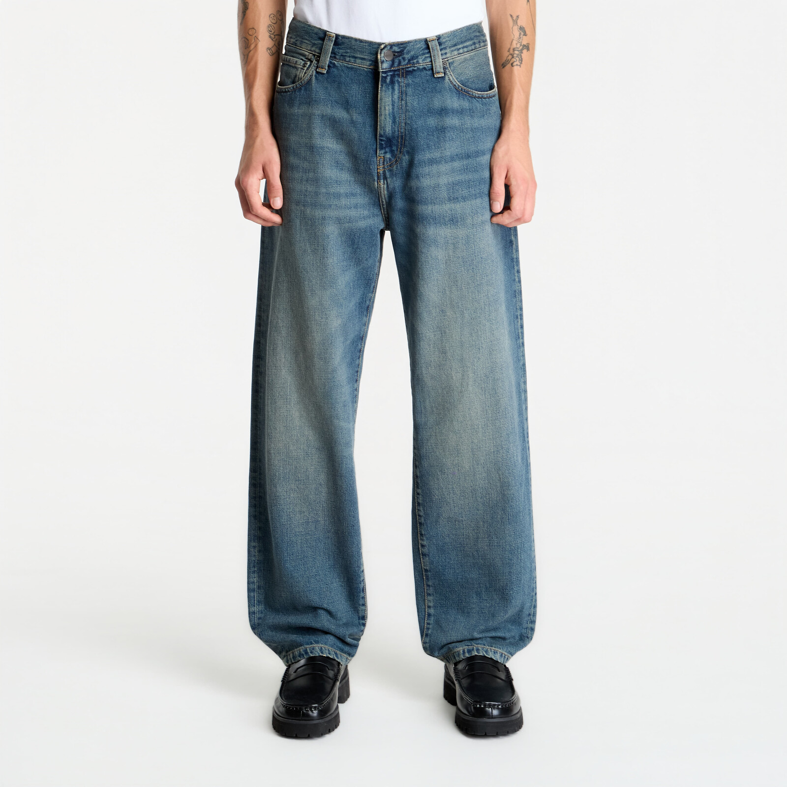 Džínsy Carhartt WIP Aaron Pant Blue Worn Used Wash 36