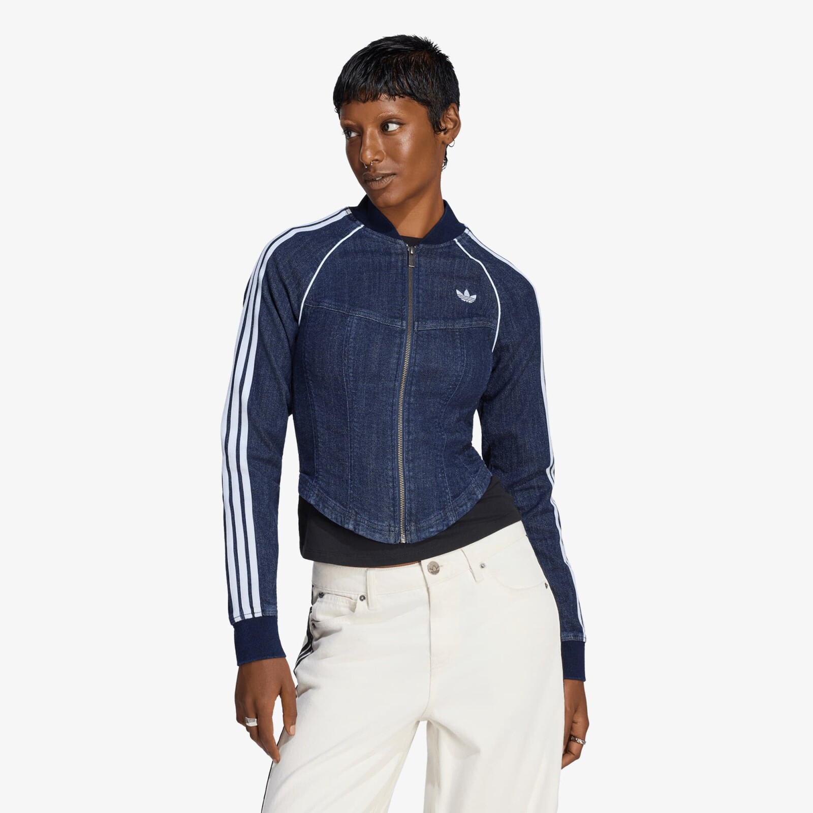 Bunda adidas Superstar Denim Corset Track Top Indigo Denim XS