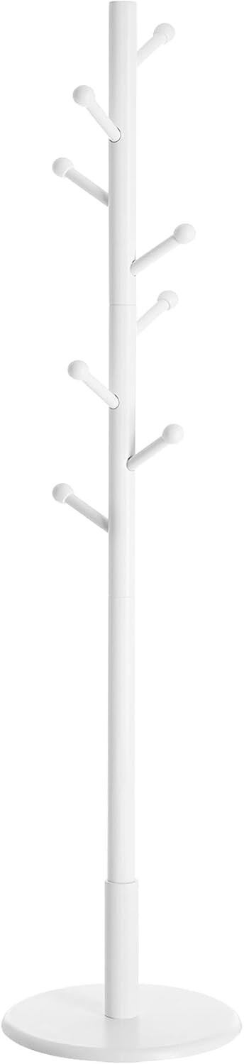 Výškově nastavitelný předsíňový věšák Vasagle Astra 171,8 cm z masivu bílý
