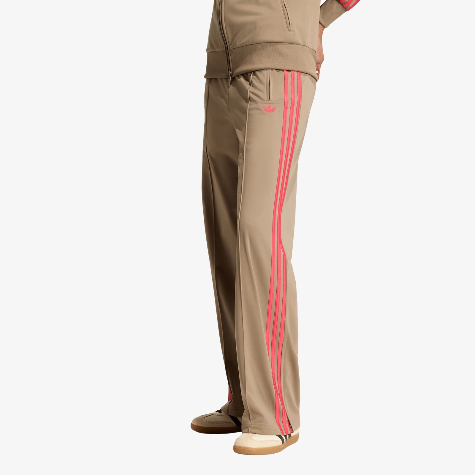 Tepláky adidas Firebird Loose Tracksuit Pants Khaki Six/ Power Pink L