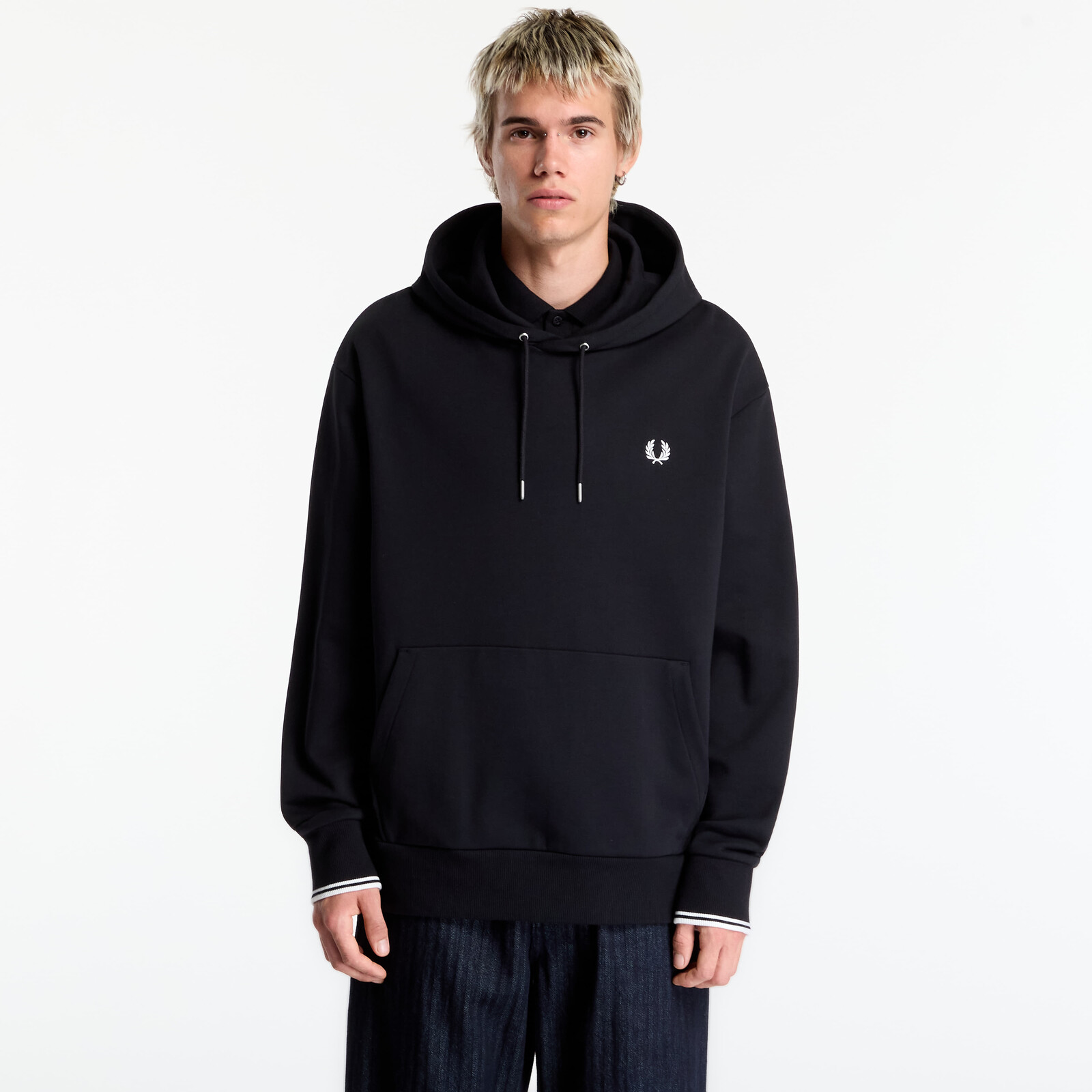 Mikina FRED PERRY Tipped Hooded Sweatshirt Black XXL