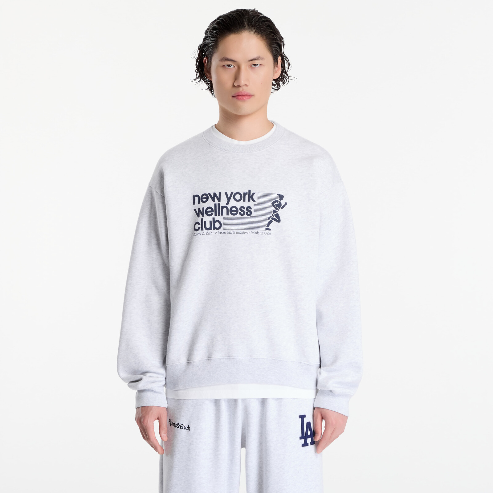 Mikina Sporty & Rich USA Wellness Club Crewneck UNISEX Heather Gray XL