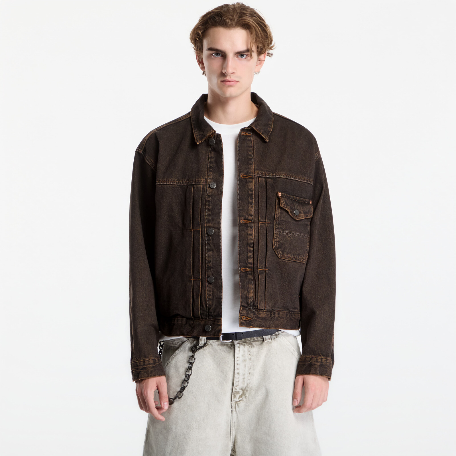 Bunda Vans Check 5 Denim Trucker Jacket Black/ Vintage Cocoa M