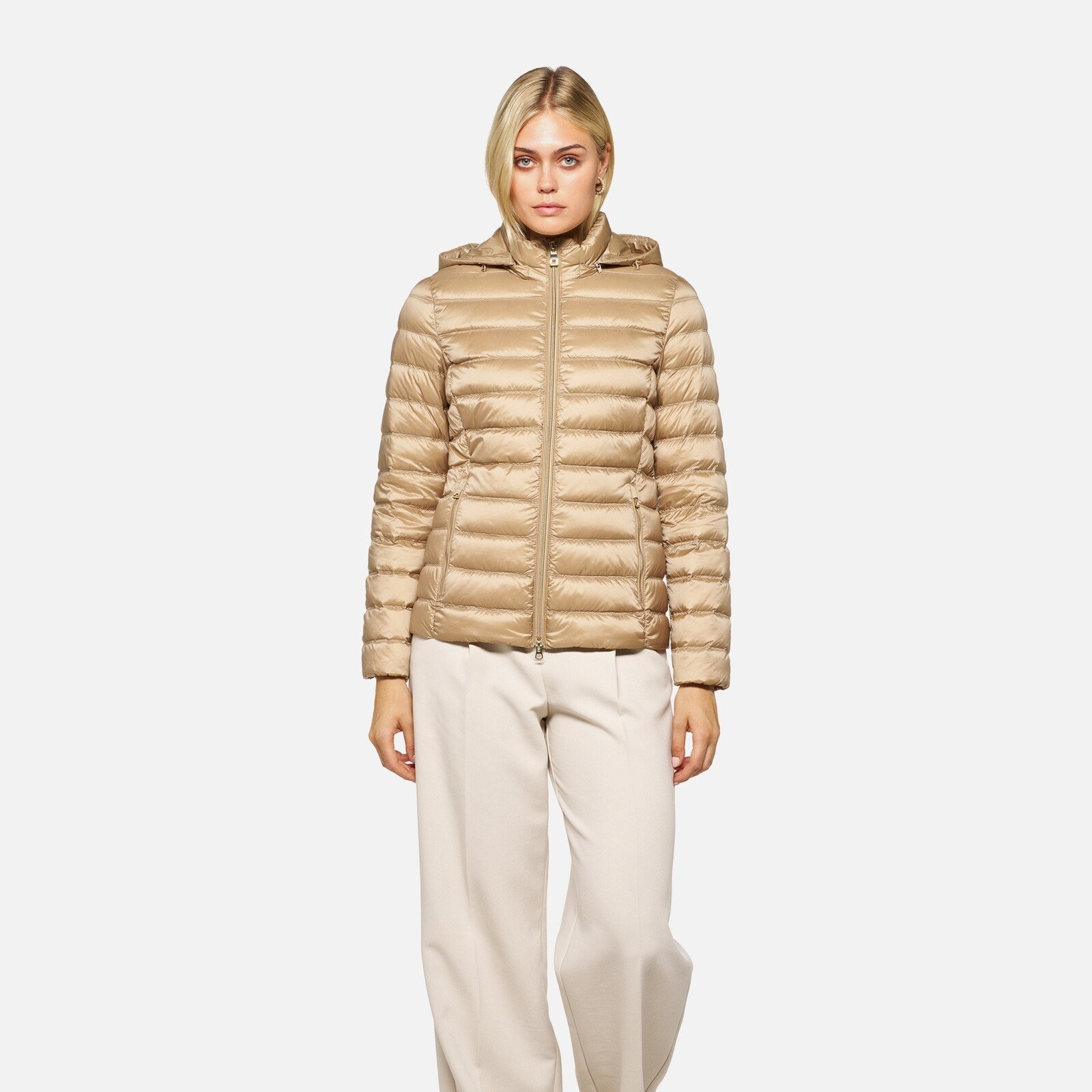 Beige dámska prešívaná bunda Geox Jaysen