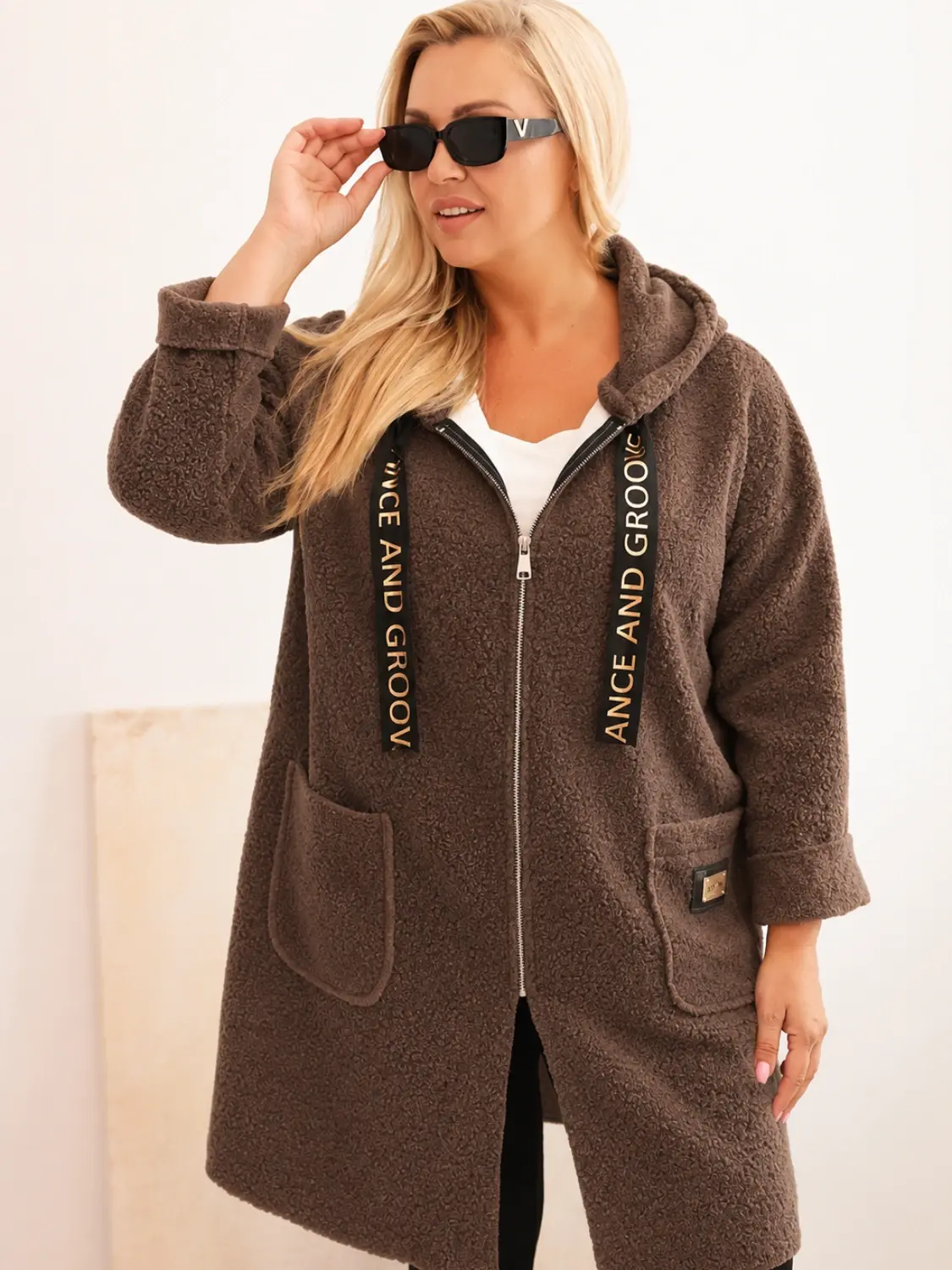 Kesi Włoski Plus Size kabát z umelej kožušiny