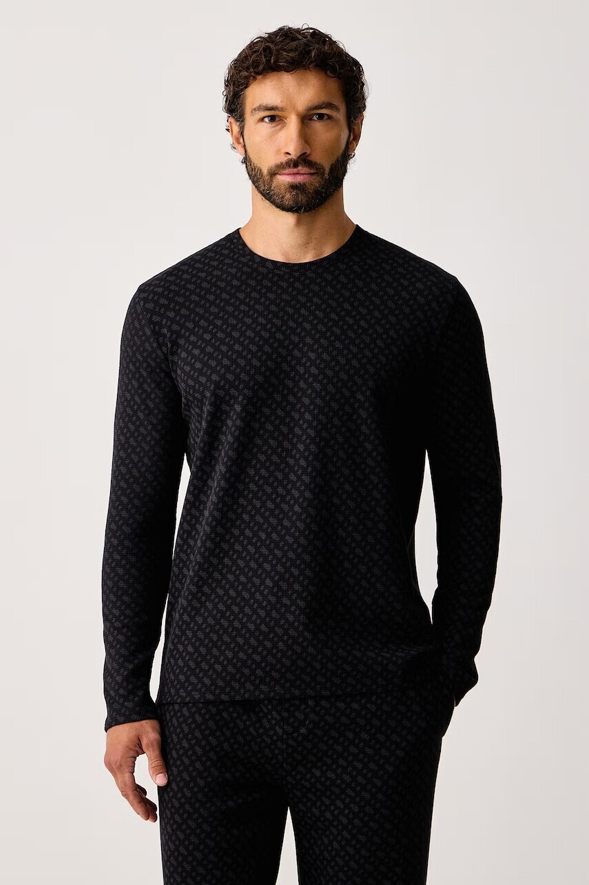 BOSS  pyžamové tričko s dlhým rukávom pánske s bavlnou WaffleAOP LS-Shirt