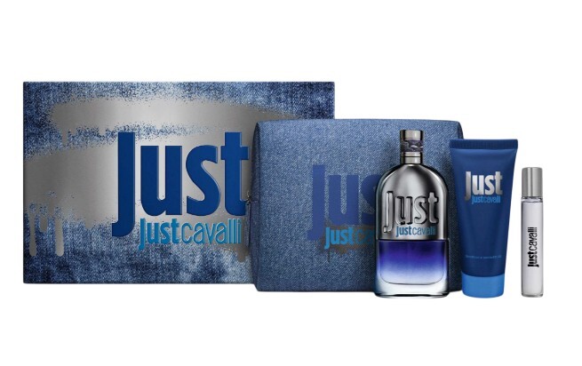 Roberto Cavalli Just Cavalli Him - EDT 90 ml + sprchový gél 100 ml + EDT 15 ml + kozmetická taška