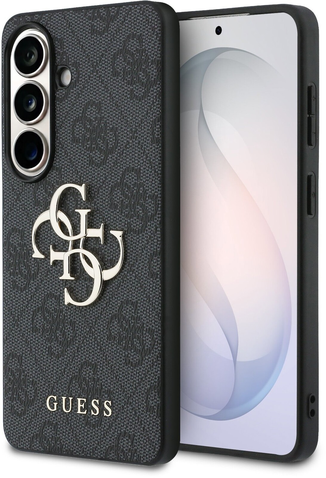 Guess PU 4G Metal Logo Zadný Kryt na Samsung Galaxy S26+ Grey