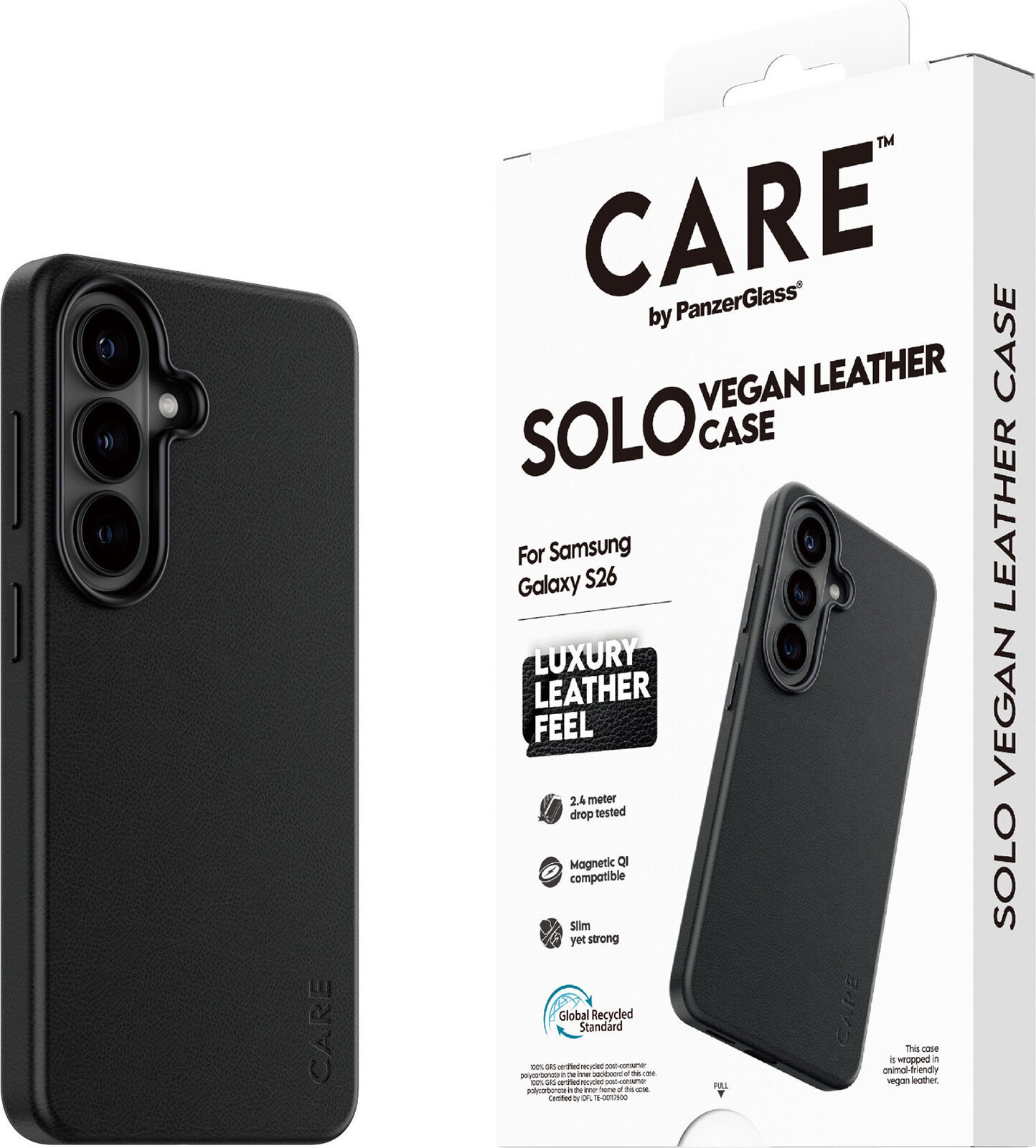PanzerGlass CARE kryt Samsung Galaxy S26 SOLO Qi čierna vegánska koža