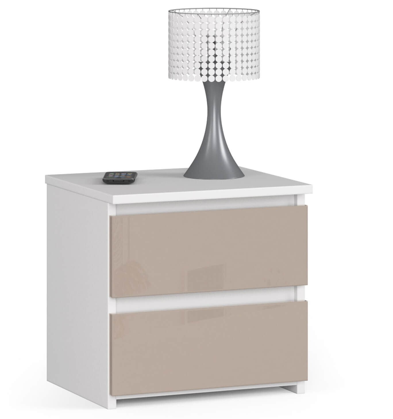 Nočný stolík CL2 40 cm biely/cappuccino lesk