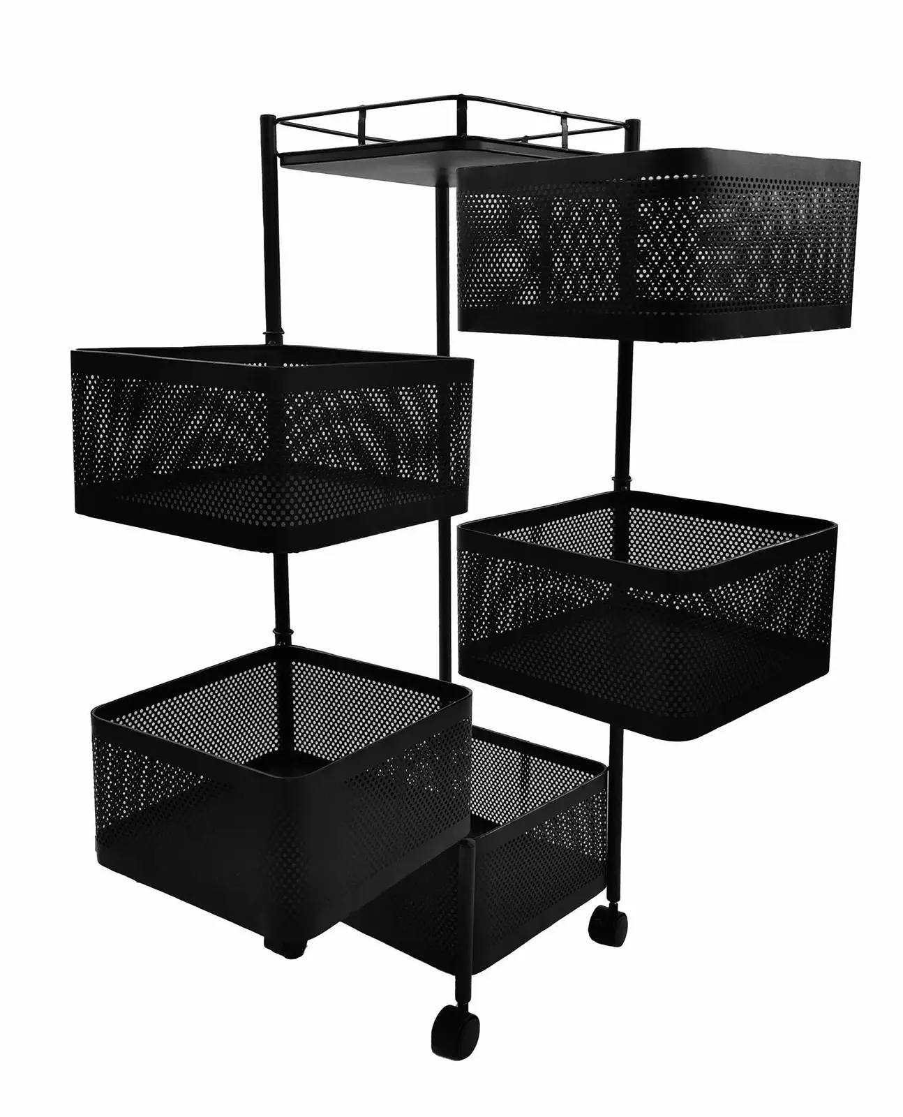 Pojízdný kuchyňský regál Woki 90 cm černý
