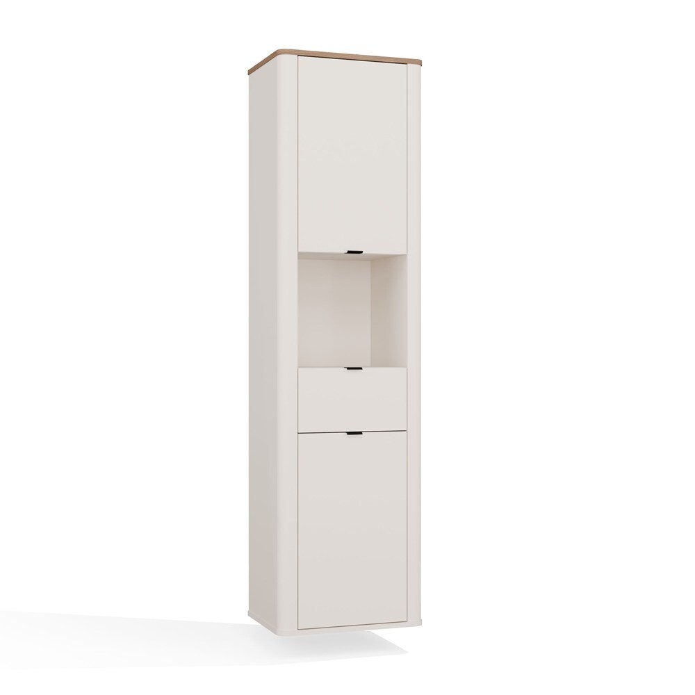 Vysoká závěsná koupelnová skříňka Cordoba 2D1S 48 cm kašmír/dub Castello