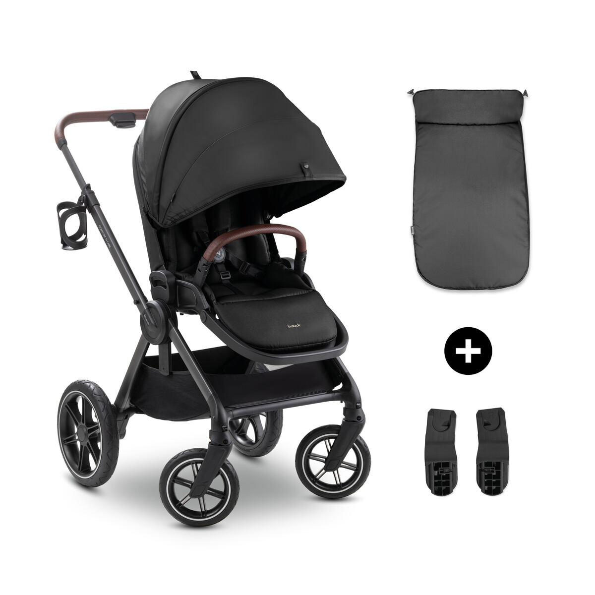 Hauck Športiak Comfort N Care + nánožník / adaptér na autosedačku, Black