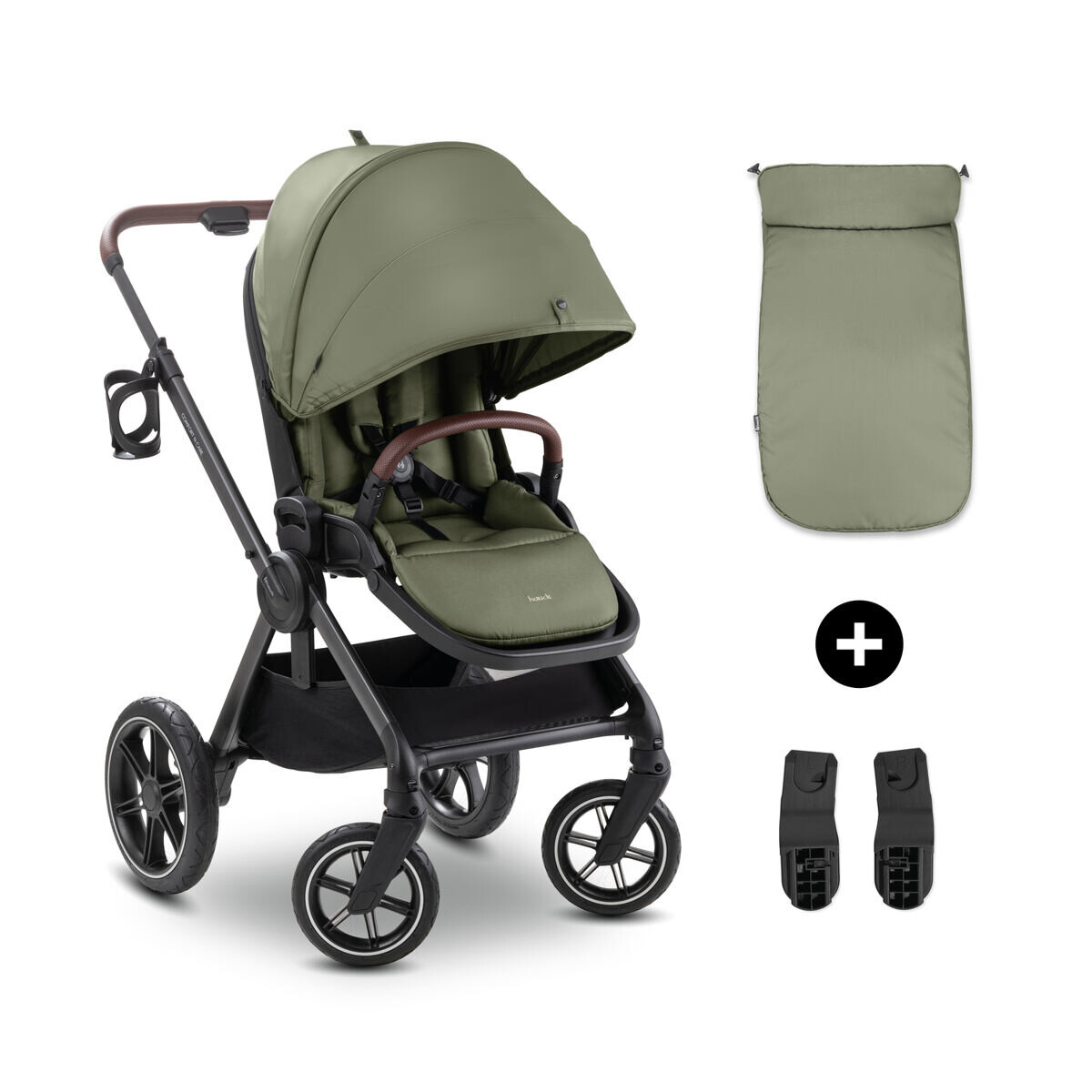 Hauck Športiak Comfort N Care + nánožník / adaptér na autosedačku, Olive