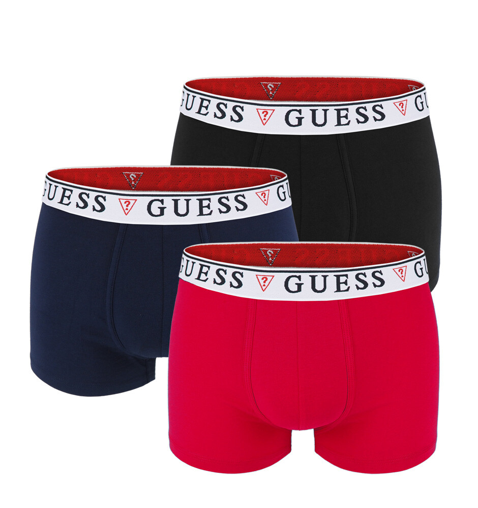 GUESS - 3PACK cotton stretch dark color boxerky s bielym pásom