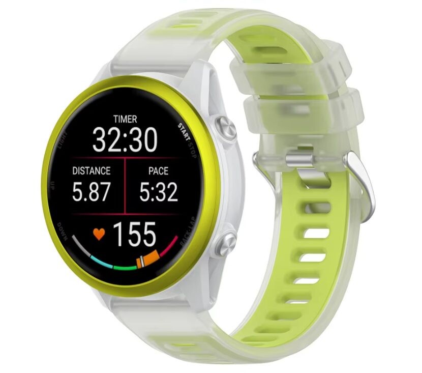 eses Silikonový rýchloupínací remienok pre Garmin - Zelený transparentný, 20 mm